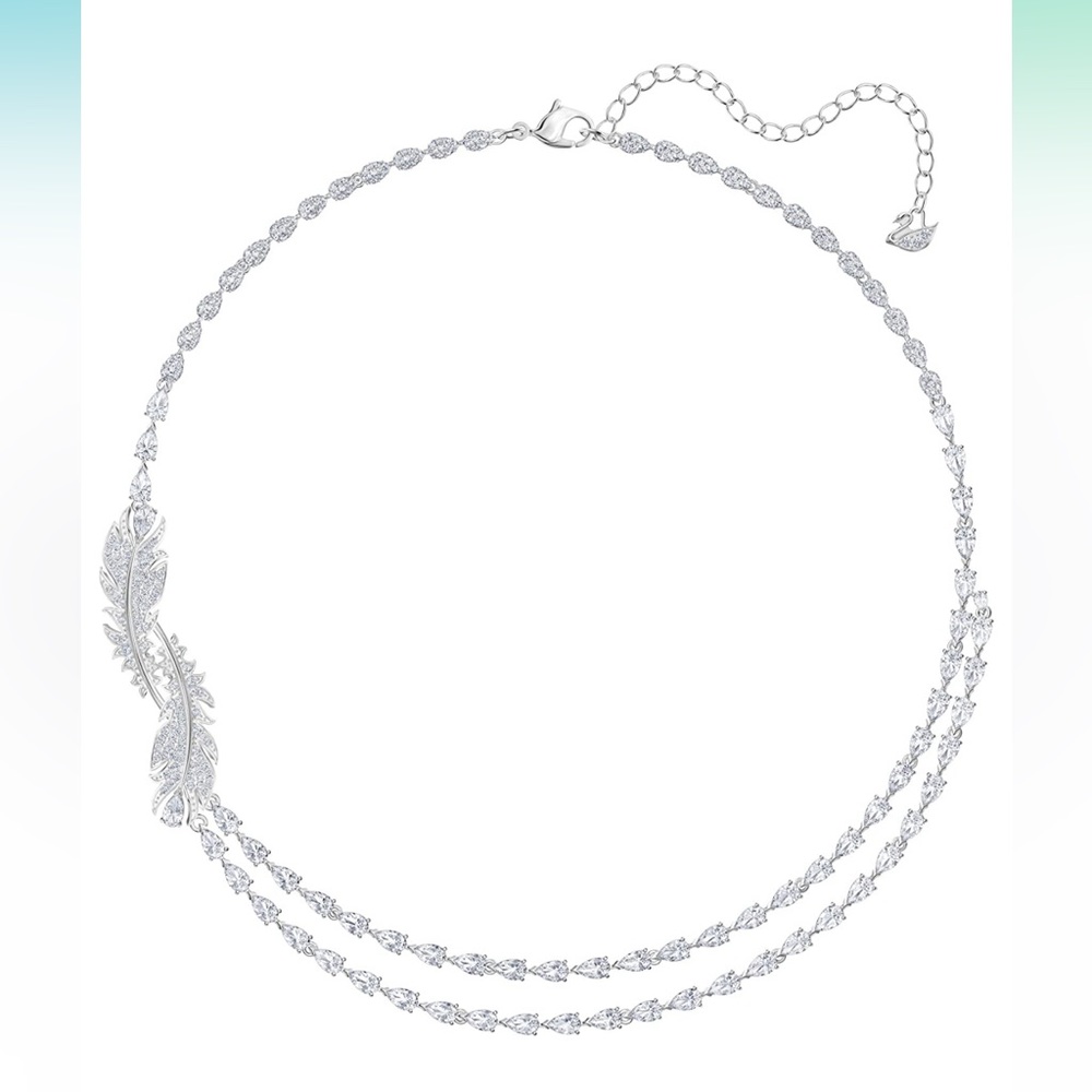 Swarovski 5493404 Nice feather crystal necklace jewelry elegant fashion silver